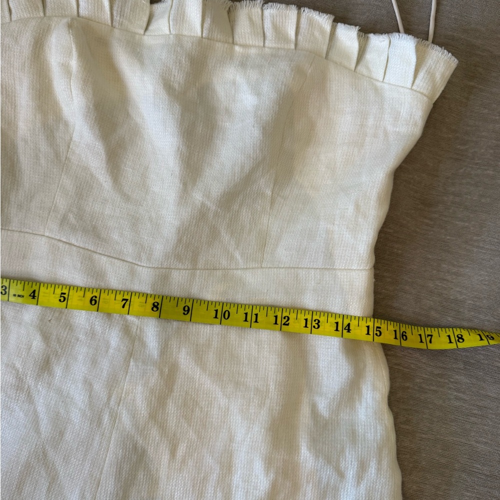 ALEXIS Linen Strapless Wide Leg Jumpsuit Cream Ruffle Top XL (no belt) - Picture 10 of 15